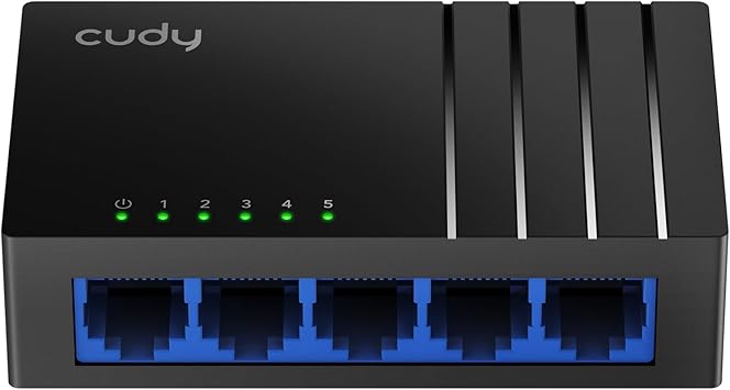 Cudy GS105D 5 Port Gigabit Ethernet Switch Desktop Ethernet Splitter Plastic Case Unshielded Switch Plug & Play Fanless Unmanaged