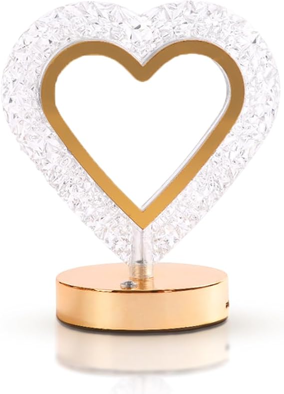 HPUFKOT Cordless Crystal Table Lamp,3-Color Touch Control,3-Levels Brightness, Rechargeable Battery - Ideal Bedside Lamp for Bedroom Nightstand (Gold)