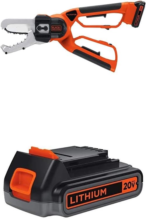 BLACK+DECKER 20V MAX Cordless Chainsaw with Extra Lithium Battery 2.0 Amp Hour (LLP120 & LBXR2020-OPE)