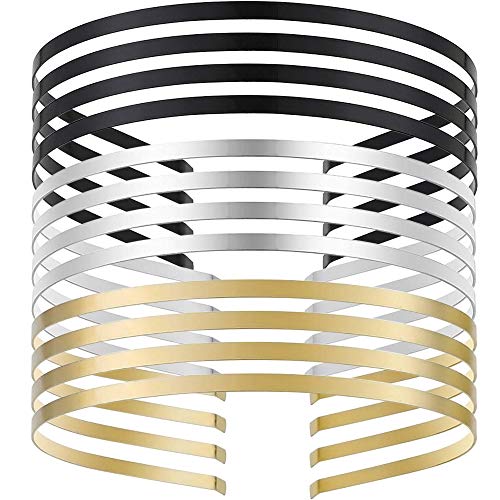 12 Pieces Smooth Metal Headbands Frames in Silver Gold and Black Tone for DIY Tiara Base Blank Hairband Head Bands 3 Colors 3mm