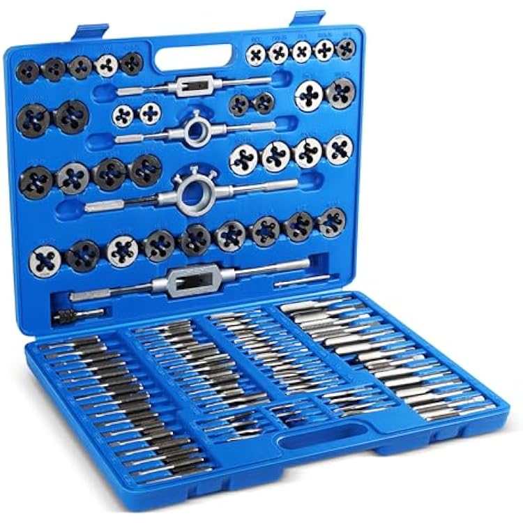 ABN Large Tap and Die Set Metric - 110 Piece Bolt and Pipe Tap Sets for Threading