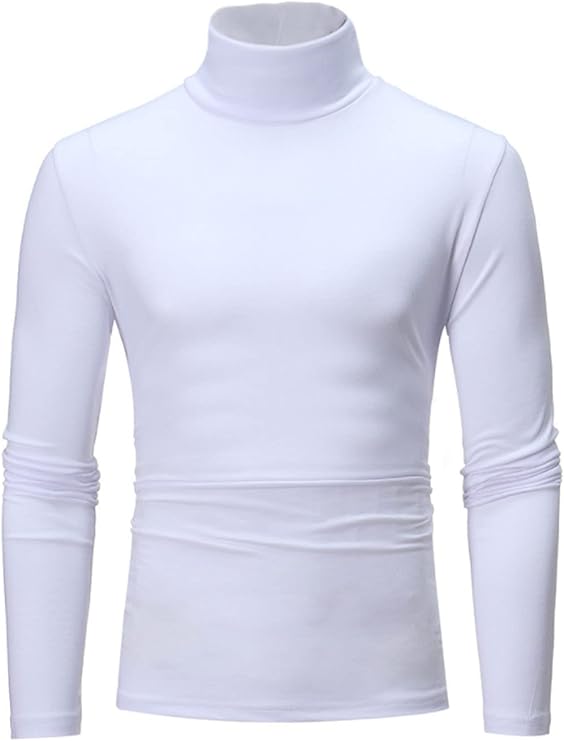 Men's Turtleneck Top Slim Fit Solid Base Thin Long Sleeve Underwear Tops | slim fit turtle neck shirt for men