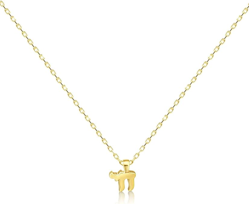 Tiny Chai Hebrew Necklace Sterling Silver 925 CZ Jewish Women Gift