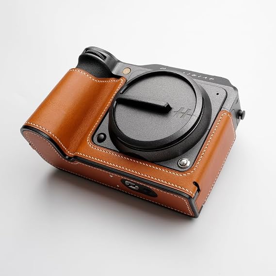Handmade Genuine Leather Camera Half Case for Hasselblad X2D - Top Layer Cowhide Body + Metal Base Plate + Hand Shank 3-in-1 Design (Brown-mbox)