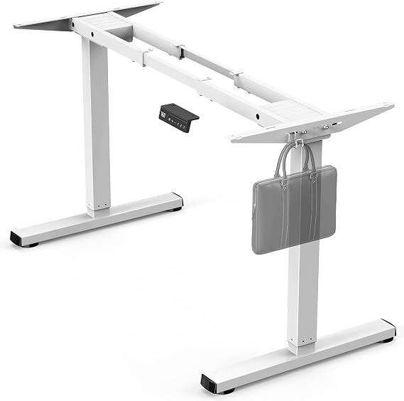 Standing Desk Frame with Powerful Dual Motor, 265 lbs Weight Capacity, Electric Adjustable Desk Legs for Max 75″x 35.4″ Desktop, 3 Memory Height Settings, White Frame Only