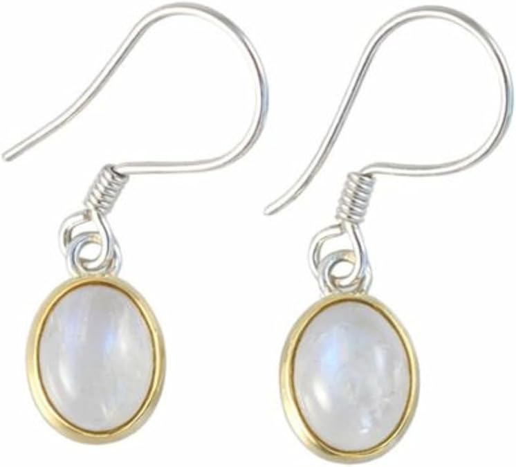 Sterling Silver 925 Handmade Oval/Round Gemstone Drop Dangle Earrings for Women - Jewelry for Her