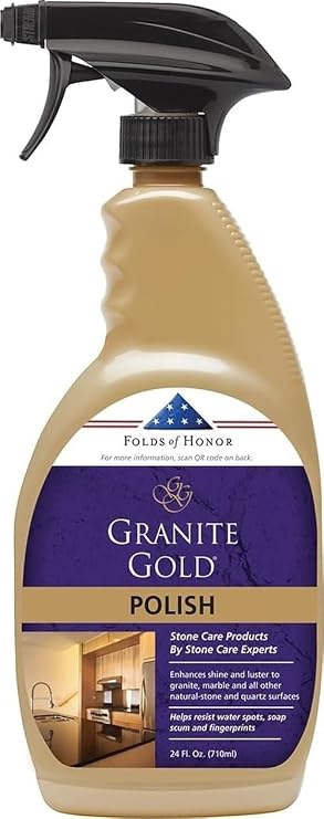 Granite Gold Polish Spray, Streak-Free Shine for Granite, Quartz, Marble, Travertine, Natural Stone Countertops, 24 Fl Oz (Pack of 1)