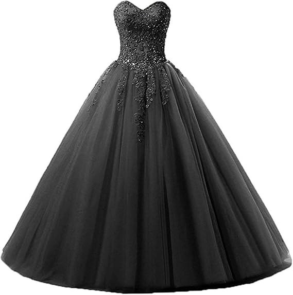 Vantexi Women's Sweetheart Tulle Prom Ball Gown Quinceanera Dresses