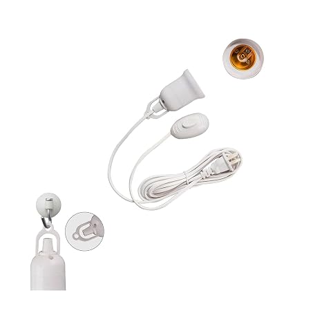 Plug in Light Socket, 6.8Ft Pendant Light Cord Kit E26/E27 Light Socket Hanging Lantern Lamp Cord with On/Off Switch, Light Bulb Extension Cord, 1 Pack