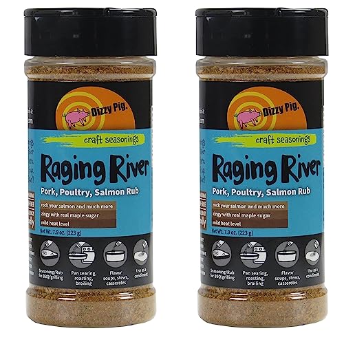 Dizzy Pig Barbecue Company Raging River Salmon Seasoning 8oz Shaker, Two Pack
