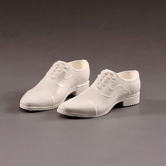 1/6 Scale Male Figrue Shoes Leather Shoes Model for 12-inches Action Figure Body Doll, Male 1/6 Action Figure Bjd Doll Man Martin Boots Shoes Match Accessory (White, Normal Leather Shoes)