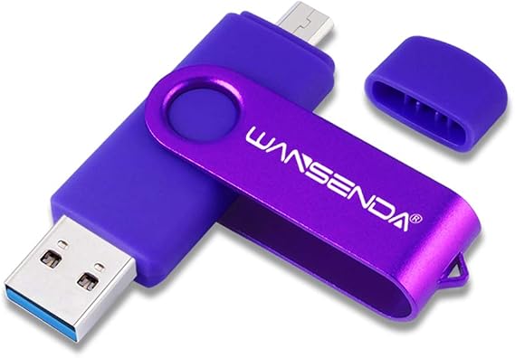 OTG USB Flash Drive WANSENDA 3.0 USB Memory Stick 256GB 128GB 64GB 32GB 16GB Pen Drive High Speed for Android/PC/Mac (16G, Purple)