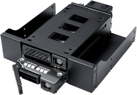 Kingwin 5.25" Bay Backplane Mobile Rack Enclosure for 2 x 2.5 U.2/U.3 NVMe SSDs, OCulink Connectivity, Hot-Swap Tray, Tool-Free Installation, Durable Metal Build, High-Speed Storage Solution