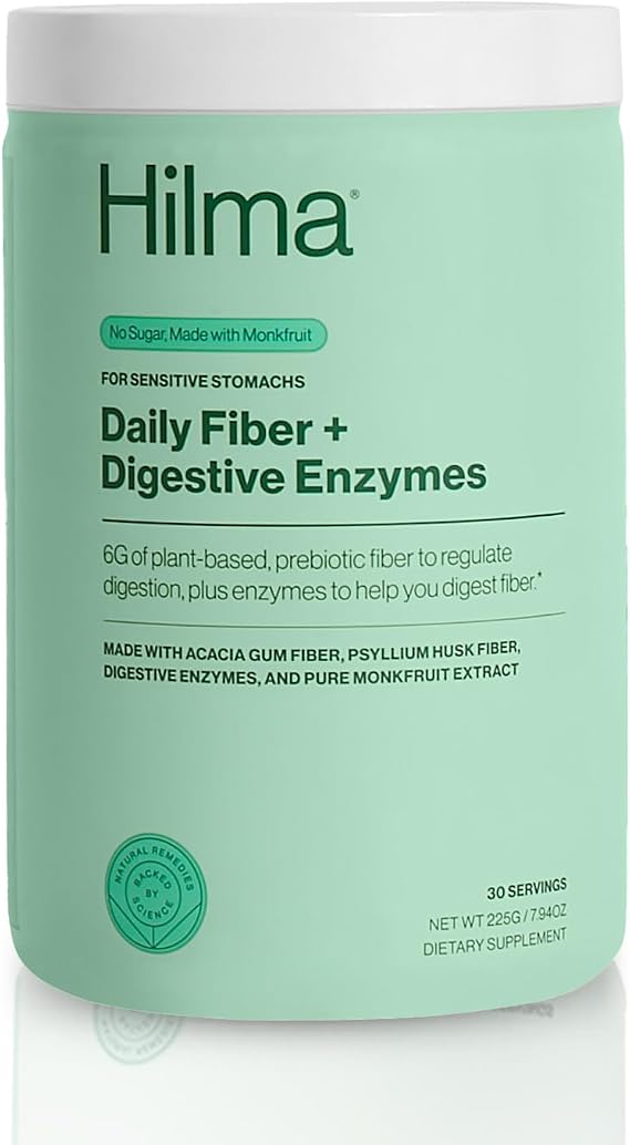 Hilma Daily Fiber and Digestive Enzymes Powder, Vegan, 30 Servings