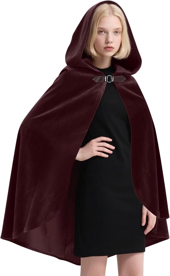 Halloween Medieval Cloak with Hood for Men and Women, Renaissance Vampire Witch Wizard Elf Costume Cape for Cosplay
