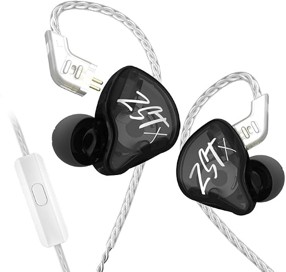 Kinboofi KZ ZSTX in Ear Monitor Headphone, 1BA 1DD HiFi Wired Earphone with Hybrid Driver High Fidelity Sound IEM Earphone Headset with Detachable Cable (Black, with Microphone)...