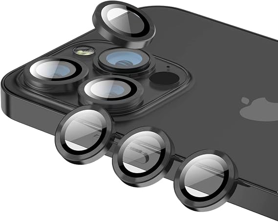 Babylonian Iphone Tempered Glass Camera Lens Protector with Aluminum Alloy Frame (Iphone 12 Pro, Black)