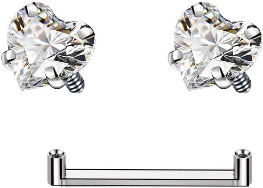 Surface Staple Piercings Prong-setting 4mm CZ Titanium Surface Tragus Piercing Jewelry 10/12/14/16mm Barbell