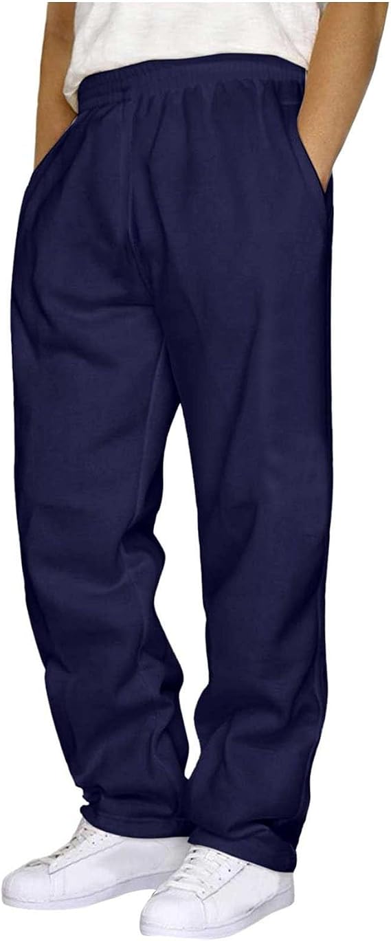 Jogging Pants Men Heavyweight Fleece Sweatpants Loose Fit Open Bottom Workout Athletic Pants with Pockets