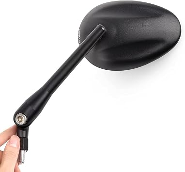 KiWAV Magazi Ellipse Black Motorcycle Mirrors Aluminum M10 x 1.25 5/16 inch for Honda Suzuki Yamaha Kawasaki compatible for Harley
