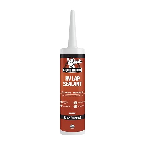 Liquid Rubber RV Lap Sealant, Self-Leveling Roof Sealer, White, 1 Pack