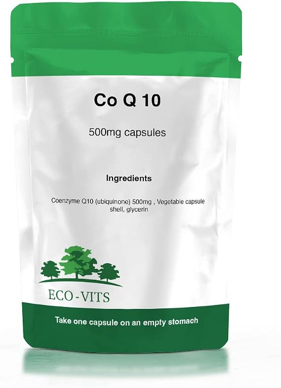 ECO-VITS CO Q 10 (500mg) 60 Softgels, Recyclable Packaging, Sealed Pouch. Heart Health & Energy Support, Powerful Antioxidant for Cellular & Cardiovascular Wellness