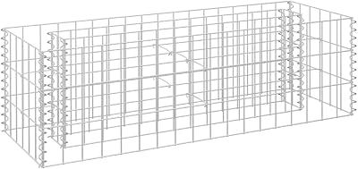 vidaXL Gabion Raised Bed Planter Box 35.4 X 11.8 X 11.8 in Galvanized Steel Rustic Design For Outdoor Balcony Patio Gardening Planters Metal Industrial Garden Plant Stand Rectangular Heavy Duty Basket