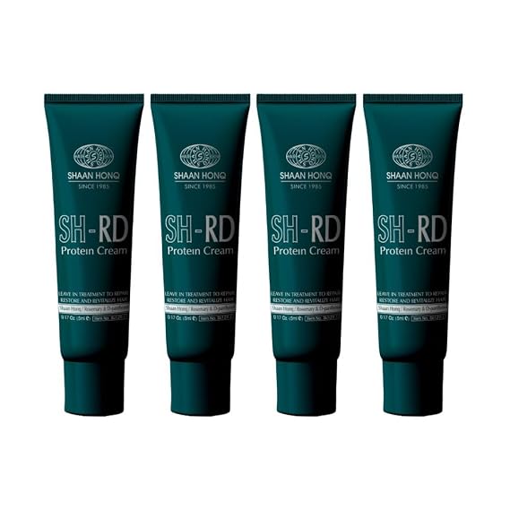 Travel Size 4-PackSH-RD Protein Cream for Dry Damaged Hair, Leave-In Protein Hair Treatment to Restore, Revitalize & Repair Split Ends, Conditioning Haircare for All Hair Types - 4 x 0.17oz/5ml