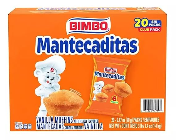 Marinela Bimbo Mantecaditas Vanilla Muffins, Bite Size, 20 pk., 2.47 Ounce (Pack of 1)