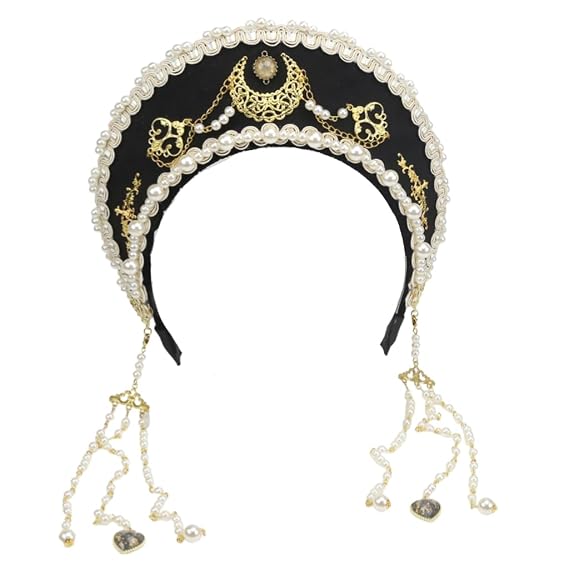MYAYD Women's Palace Retro Tudor Hat Hair Accessories Crown Headwear Decoration Multicolor Handmade (Black)
