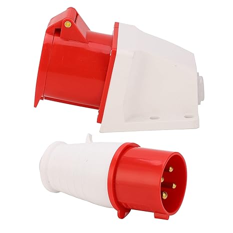 4 Pin Power Plug 3 Phase, Industrial Connector Connector Socket Waterproof Set Surface Mounted 32A AC380V415V