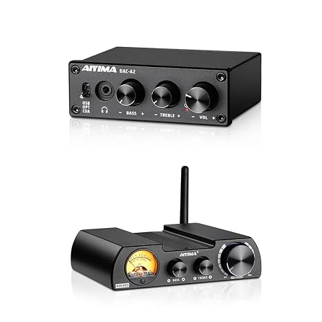 AIYIMA DAC A2 Decoder with Bluetooth Support LDAC/aptX-HD and AIYIMA A08 Pro TPA3255 Power Amplifier 300w+300W Class D Amp Bundle