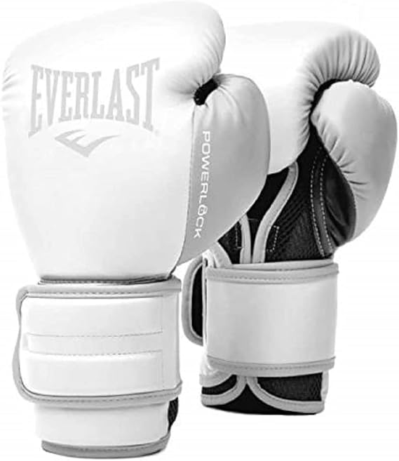 Everlast Powerlock 2 Boxing Gloves | Heavy Bag, Pro Flight | White | 16oz | Speedbag Training, Secure Fit Hook and Loop, Wrist Support, Triple-Layer Foam, Injury Prevention