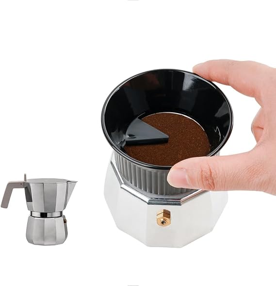 watchget 54mm Moka Pot Dosing Funnel & Distributor for 3 Cup Moka Pot,Black