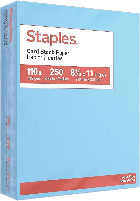 Staples Cardstock Paper, 8.5x11 Inch, 110 lb., Blue, 250/Pack