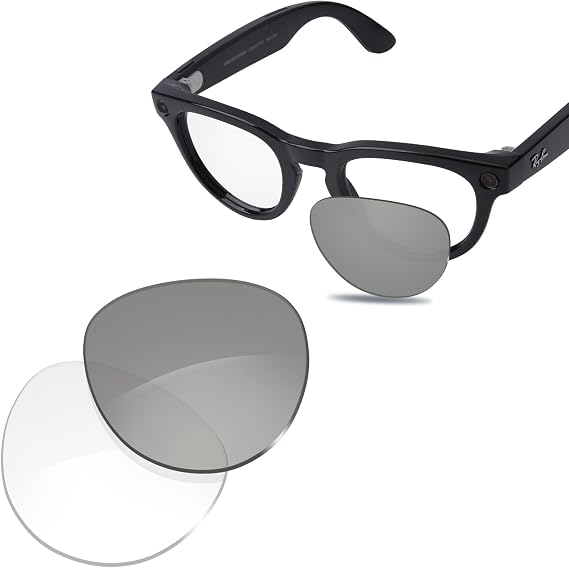 100% Precise-Fit Replacement Sunglass Lenses for Ray-Ban Meta Headliner RW4009F 51mm Low Bridge -Photochromic Clear Non-polarized