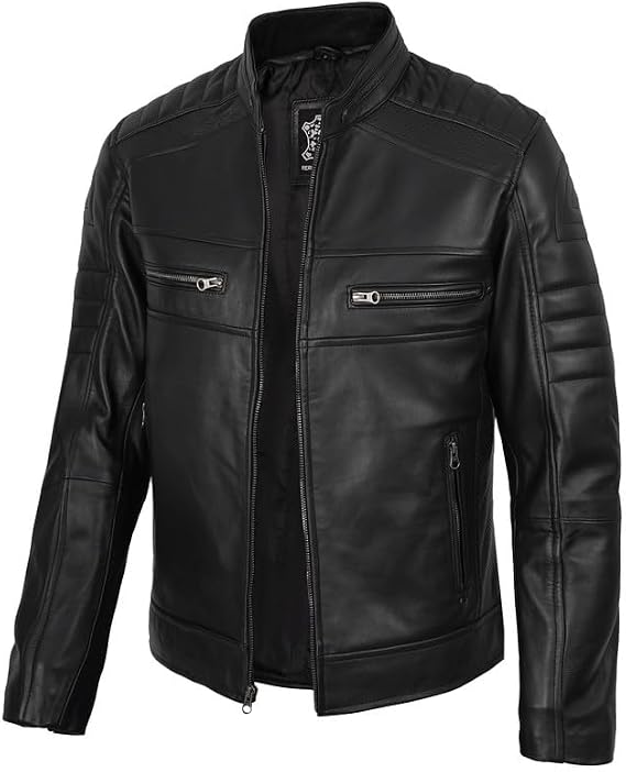 Decrum Real Lambskin Motorcycle Style Jacket for Men