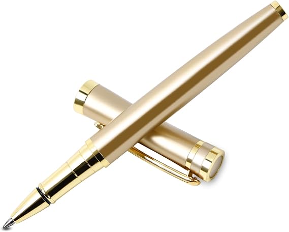 Ballpoint pen with Gift Box, Luxury Writing Pen with 2 Extra Black Ink Refills Executive Pens Line width 0.5mm Business Pen Fancy Pen set for Men &Women. (Gold)