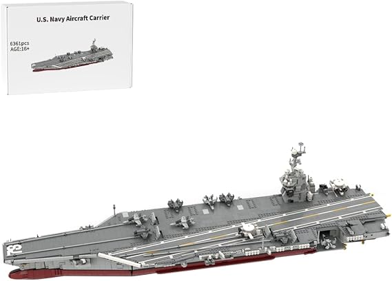 Nuclear-Powered US.Aircraft Carrier Building Blocks, 1:300 Scale MOC-192566 Military-Themed Assembly Kits, Perfect for Present, 6361 Pieces, Upgrated Version