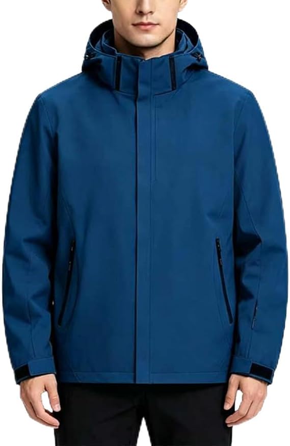 Men's Waterproof Windbreaker with Removable Hood Lightweight Rain Coats for Casual Hiking Cycling