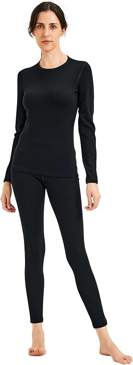 METARINO Women's 100% Merino Wool Base Layer Set Thermal for Hiking Skiing