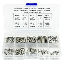 300Pcs #2-56 UNC Stainless Steel Button Head Hex Socket Cap Bolts Screws Nuts Assortment Kit- #2-56x 3/16" 1/4" 5/16" 3/8" 1/2" 5/8" 3/4" 7/8" 1"