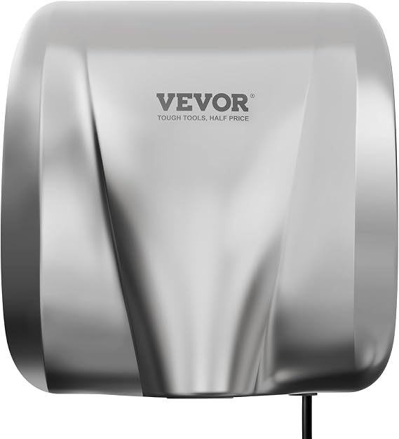 VEVOR Heavy Duty Commercial Hand Dryer, 1300W Automatic High Speed Stainless Steel Warm Wind Hand Blower, 120V Plug in/Hardwired Two Power Options, Compliant for Industry Business Restrooms