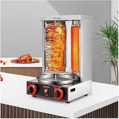 Gas Shawarma Grill Machine, Vertical Kebab Rotisserie Oven, Stainless Steel Gyro Cooker for Middle Eastern Cuisine