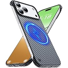 GRECAZO Magnetic Ultra-Thin Frosted Soft Touch Skin Borderless Carbon Fiber Style Texture for iPhone 17 Pro Max Frameless Case 6.9" Slim Minimalist Lightweight Matte Hard for MagSafe Cover Case-Black