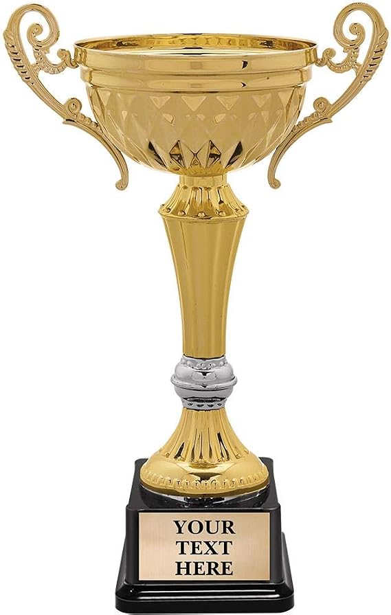 Crown Awards Gold Cup Trophies - 10 1/2" Manifest Metal Cup Trophy