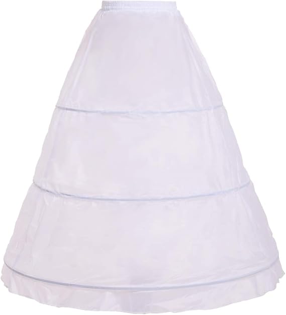 BLESSUME Victorian 3 Hoop Petticoat (White petticoat, One Size(Waist Around : About 70cm/27.6''))