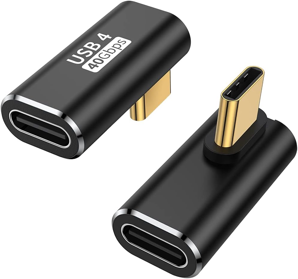 AuviPal 90 Degree USB C Adapter 2 Pack, L Shape Left and Right USB Type C Connector for Meta Quest, MacBook, iMac, iPad, iPhone 16 15 Series and Other Type C or Thunderbolt 43 Devices - Black
