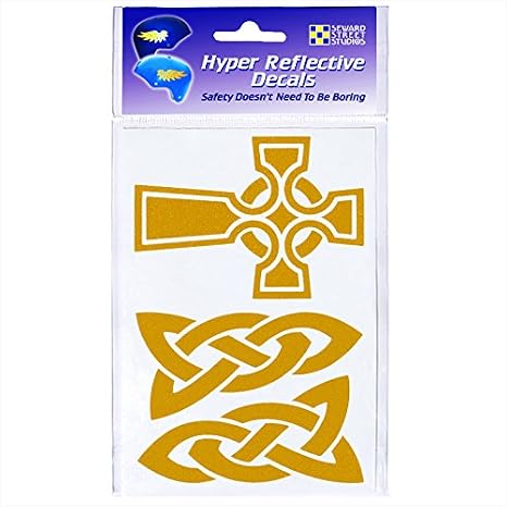 Reflective Decals Celtic Cross Set Celtic Cross Safety Sticker Kit Celtic Knotwork Reflector Stickers - Seward Street Studios Gold