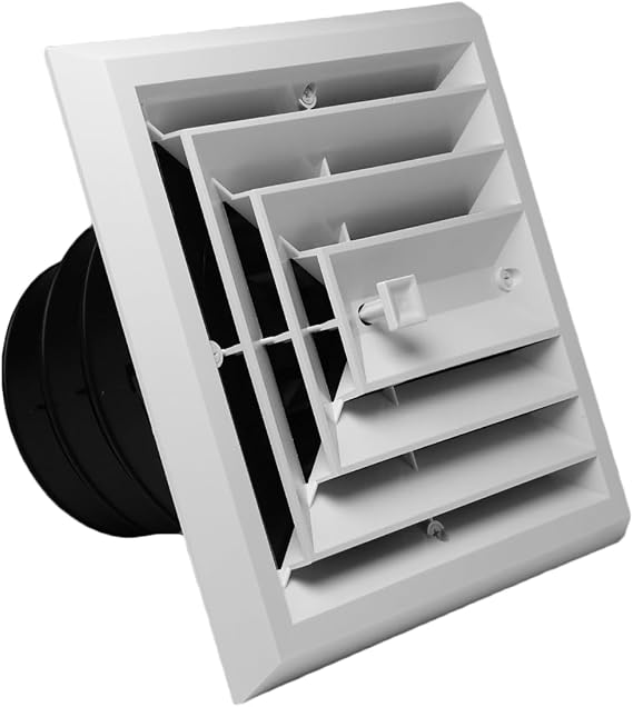 RectorSeal TRUaire Retrofit Grille/Damper MV3 81913 Plastic Ceiling Diffuser With Incorporated Ceiling box, Easy Installation, HVAC, 8x8 3 Way Register W/ 6,7,8" Neck